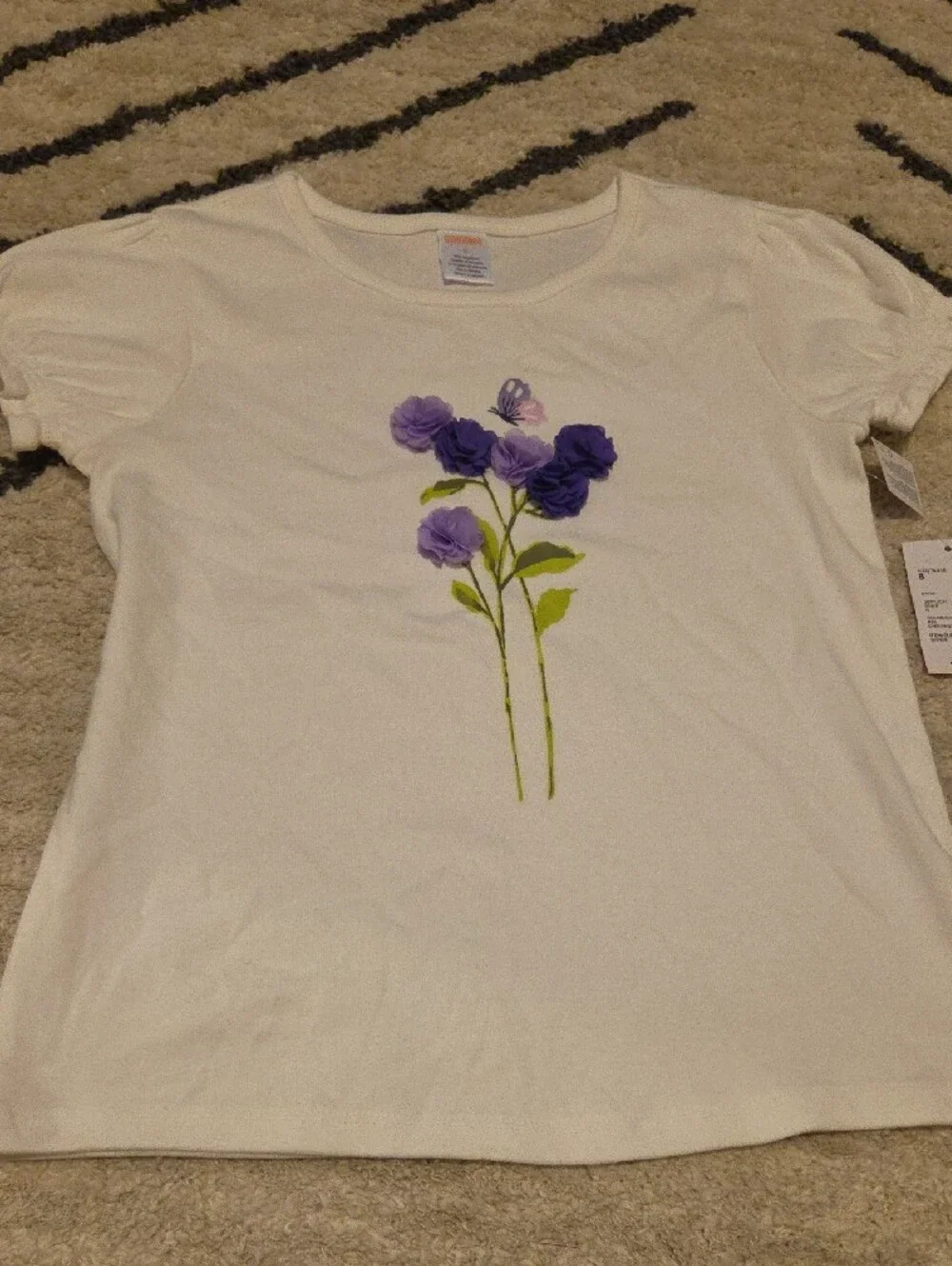 Gymboree Cream Tee with Purple Floral Applique